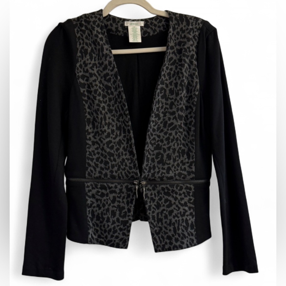 Leopard Print Black Grey Jacket Size Medium